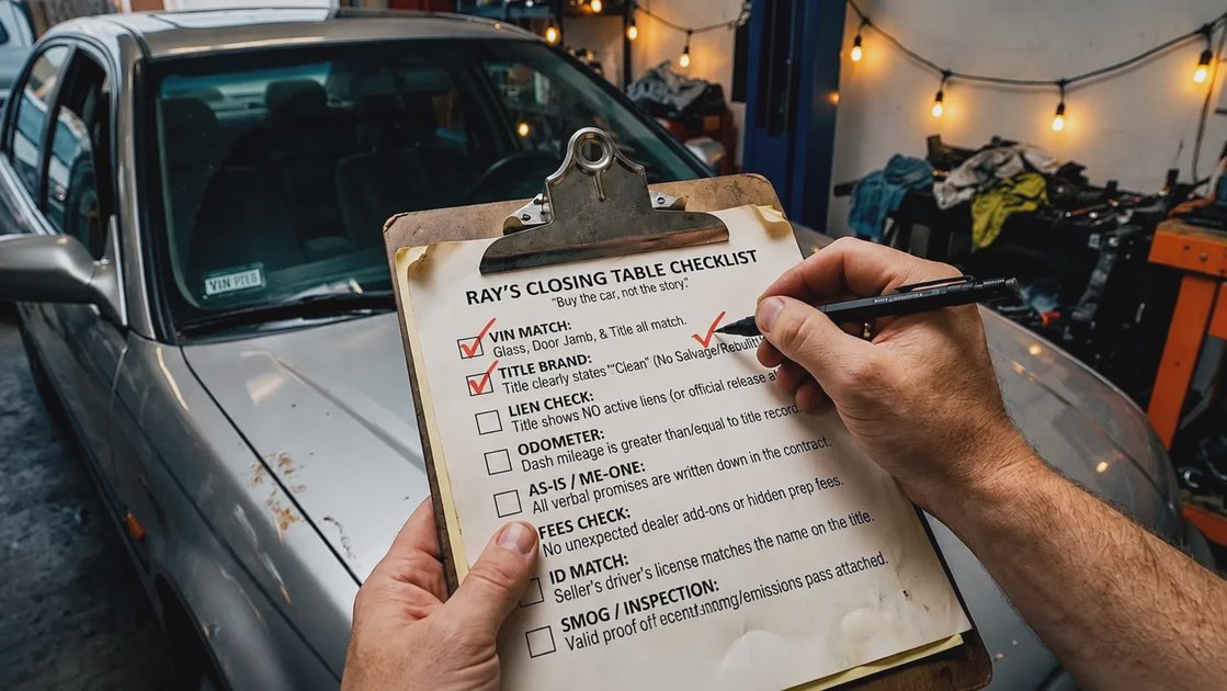 Used car inspection checklist and emissions test certificate review.webp